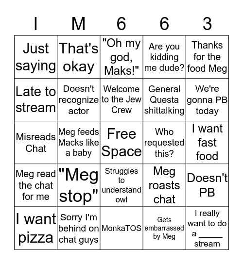 Im663 Bingo Card