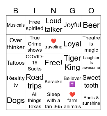 How much do we have in common? Bingo Card