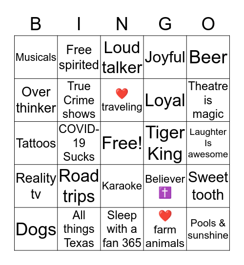How much do we have in common? Bingo Card