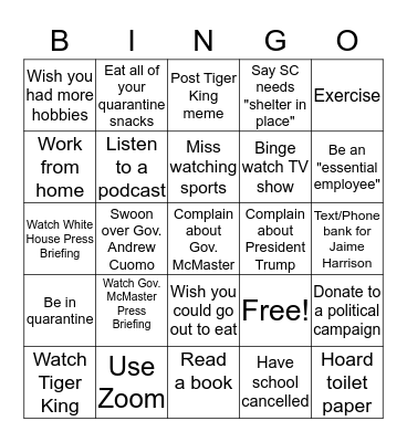 Covid-19 Bingo Card