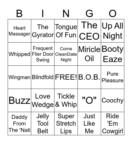 Pure Romance Bingo Card