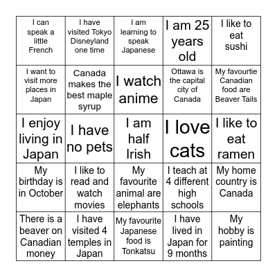 ALT Introductio Bingo Card