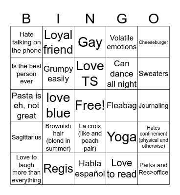 Timmy bingo Card