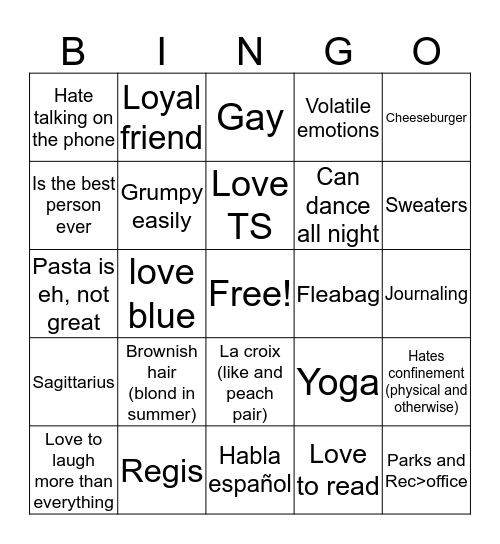 Timmy bingo Card