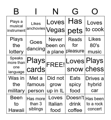 Hidden Valley Block Party Bingo Card