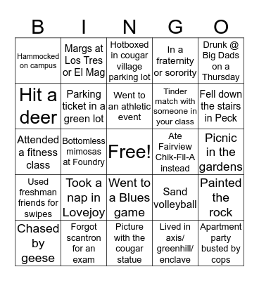 SIUE BINGO Card