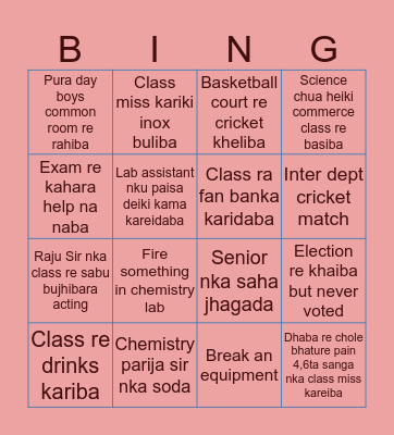 Maharshi college science bingo Card