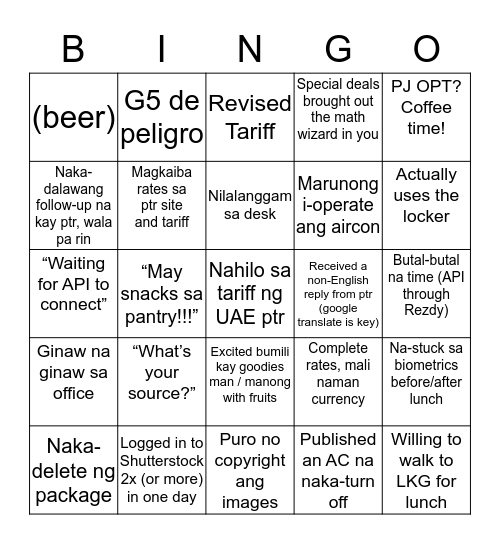 Content Clownery Bingo Card