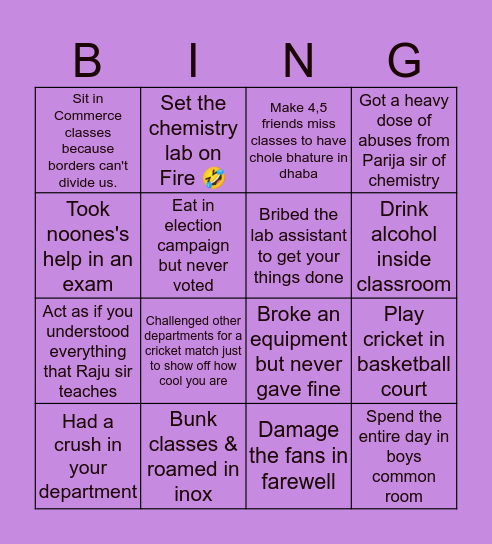 Maharshi college science bingo Card