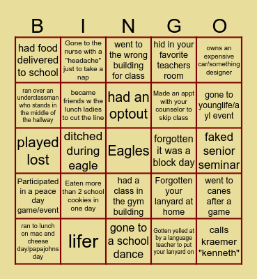 New Albany Bingo Card