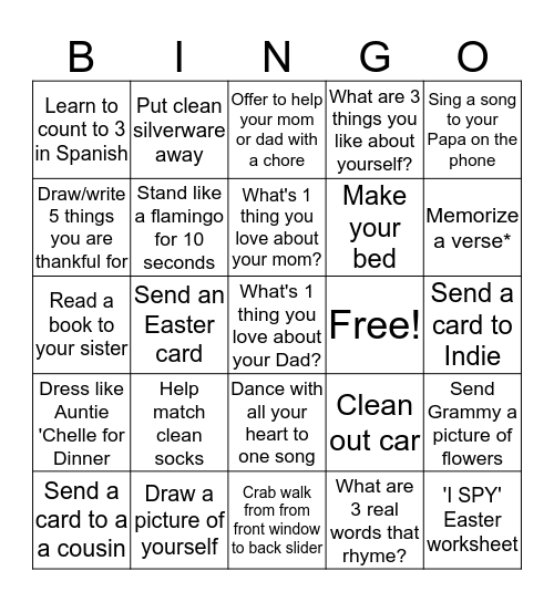 ALICE'S SPRING BINGO Card