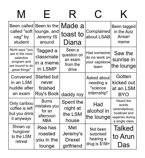 LSM Bingo Card