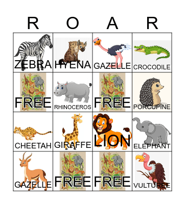 AFRICAN ANIMALS Bingo Card