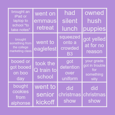 St. Edmund Prep Bingo Card