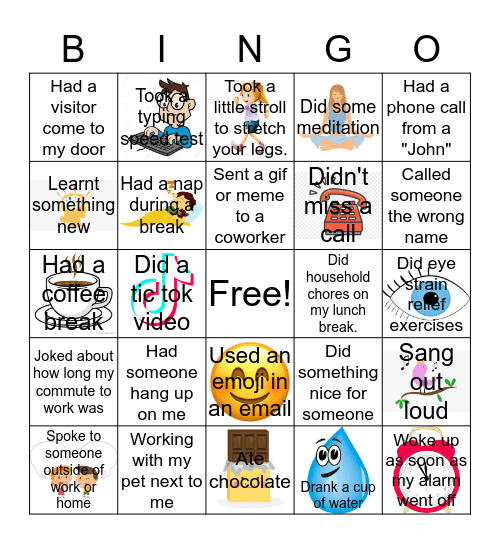 Working From Home Bingo Card