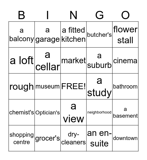 Locations Bingo Card