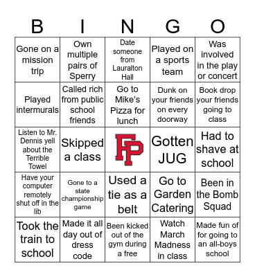 Prep Bingo Card