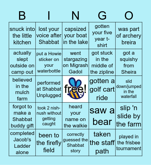 Camp Havaya Camper Bingo! Bingo Card