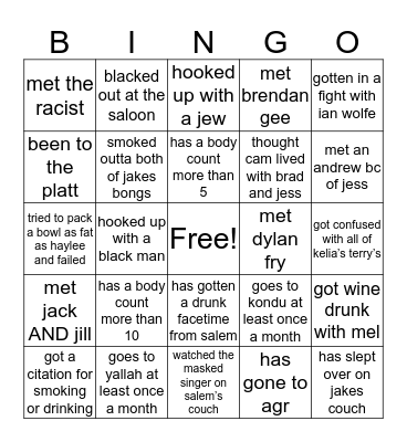 brownie stuffed shrimp Bingo Card
