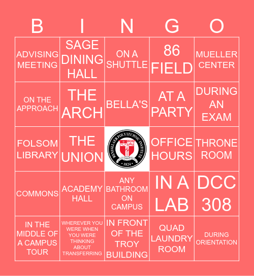 WHERE AT RENSSELAER HAVE YOU CRIED? Bingo Card