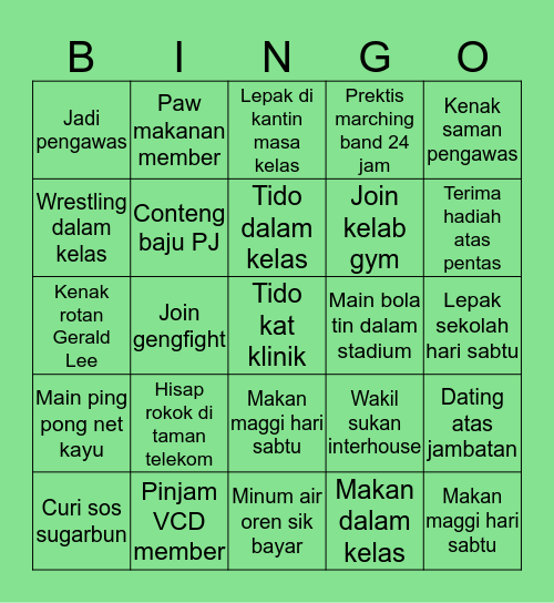 St Joseph School versi 90s kids Bingo Card