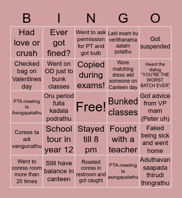 ALPHA SCHOOL Alumni Bingo Card