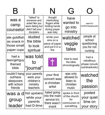 Kingdom Kid (very specific) Bingo Card