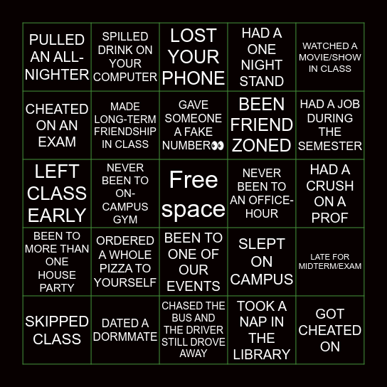 UABSA’s BINGO Card