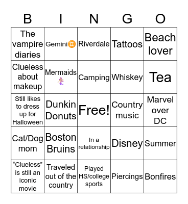 Alex Bingo Card