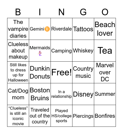 Alex Bingo Card