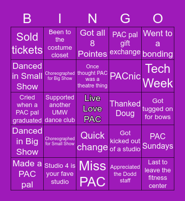 PAC Bingo Card
