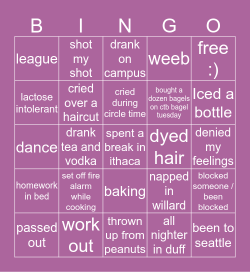 alina's bingo board Bingo Card