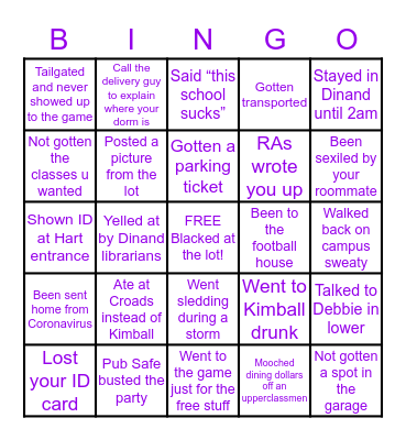 Holy Cross Bingo Card