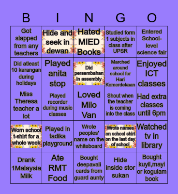 SJK (T) TUN SAMBANTHAN BINGO EDITION Bingo Card
