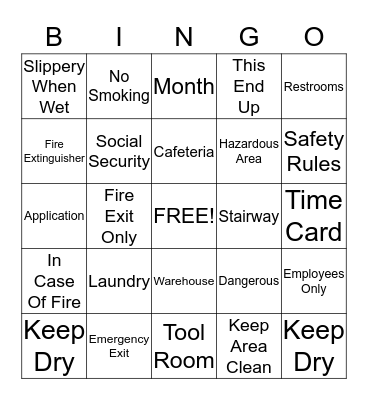 Job/ Work Words Bingo Card