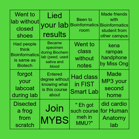 MMU Bioinformatics Bingo Card