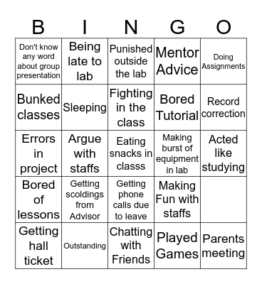 EEE A Bingo Card