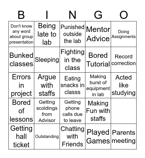 EEE A Bingo Card