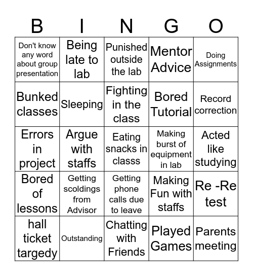 EEE A Bingo Card