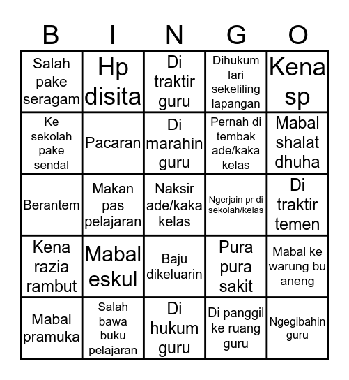 Bingo arrahmat Bingo Card