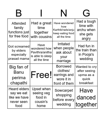 Family bingo Card