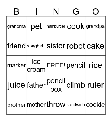 Write Now! 1-5 Bingo Card