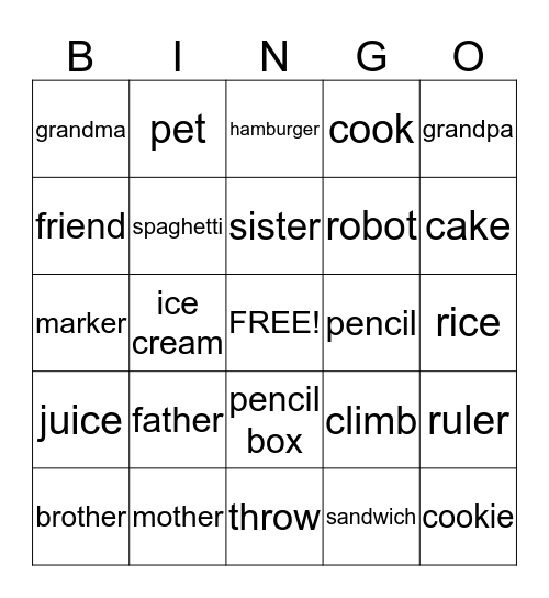 Write Now! 1-5 Bingo Card