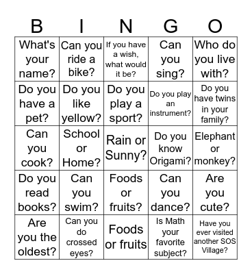 I KNOW YOU WELL Bingo Card