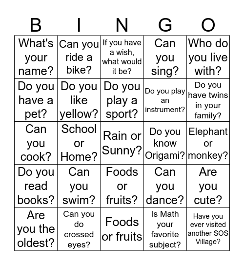 I KNOW YOU WELL Bingo Card