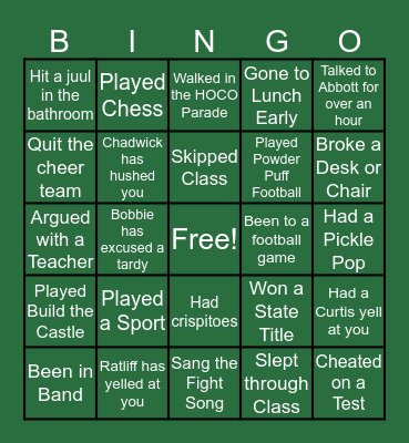 HHS Bingo Card