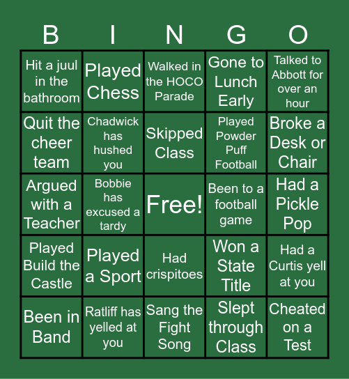HHS Bingo Card