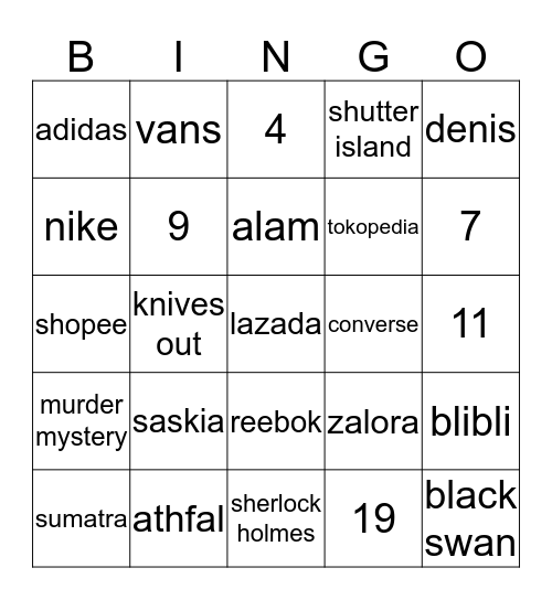 bingo with els Bingo Card