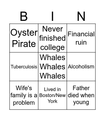 American Lit Bingo! Bingo Card