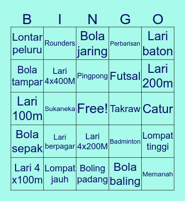 Sports Day Bingo Card